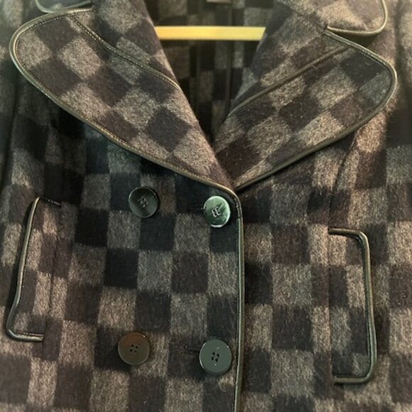 Per Se, Navy & Gray Checkered Wool Jacket, Size 4 - Picture 4 of 11